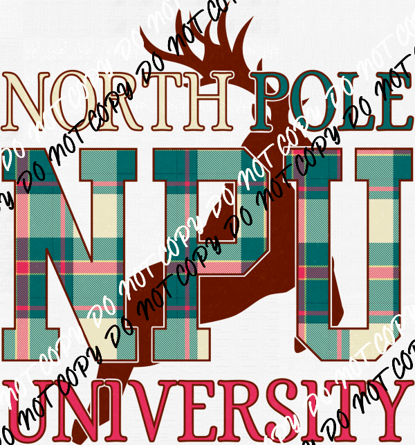 North Pole University Plaid DTF Transfer - We Print U Press DTF Transfers