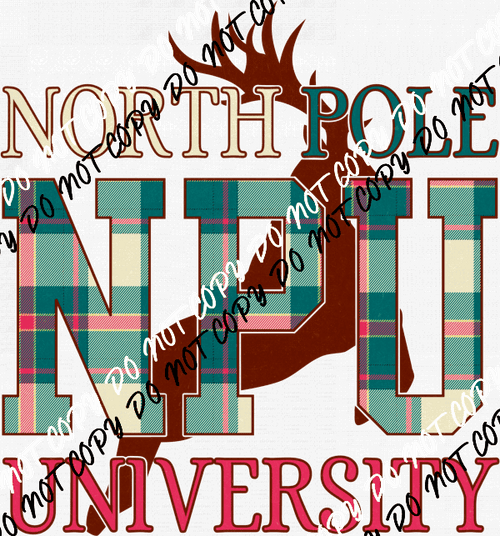 North Pole University Plaid DTF Transfer - We Print U Press DTF Transfers