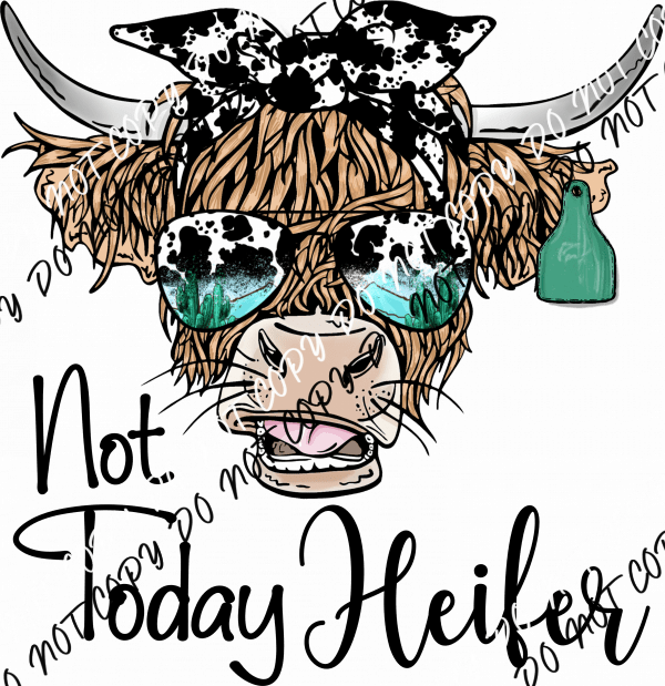 Not Today Heifer Highland Cow DTF Transfer - We Print U Press DTF Transfers