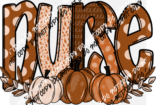 Nurse Fall Colors with Pumpkins DTF Transfer - We Print U Press DTF Transfers
