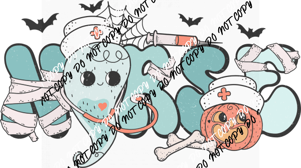 Nurse Halloween Cute Font DTF Transfer - We Print U Press DTF Transfers