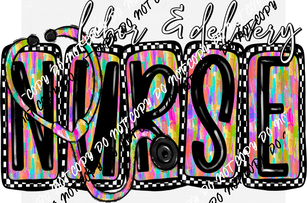 Nurse Medical Titles Stethoscope Design DTF Transfer (See Title Options) - We Print U Press DTF Transfers