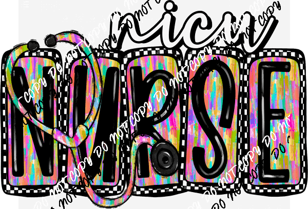 Nurse Medical Titles Stethoscope Design DTF Transfer (See Title Options) - We Print U Press DTF Transfers