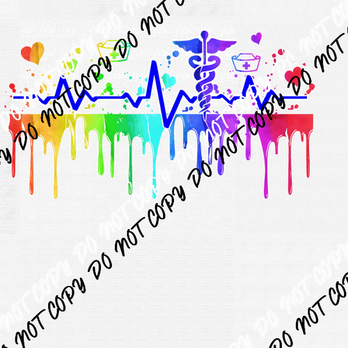 Nurse Rainbow Watercolor DTF Transfer - We Print U Press DTF Transfers
