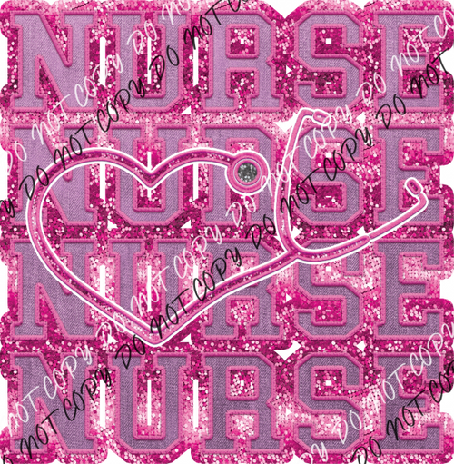 Nurse Stacked With Stethoscope Faux Sequins Dtf Transfer Transfers