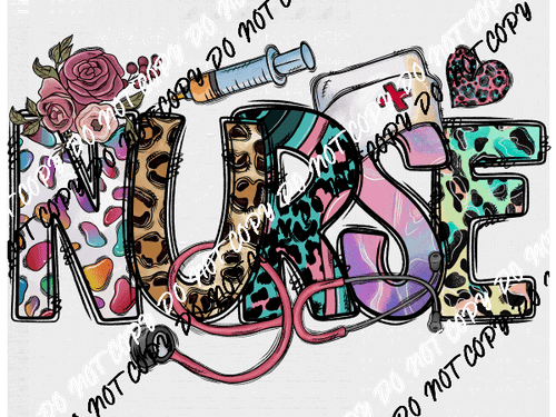Nurse Word Collage DTF Transfer - We Print U Press DTF Transfers
