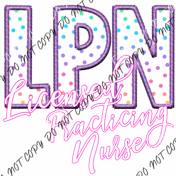 Occupational Faux Embroidery (Choose Occupation) Pocket Size 3’ / Lpn Licensed Practicing Nurse