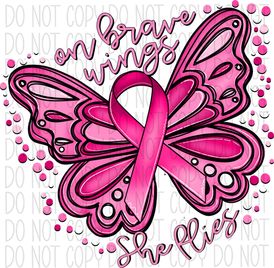 On Brave Wings Awareness Butterfly (Choose Color) Dtf Transfer Adult Xl-2Xl 12” / Pink Rtp Transfers