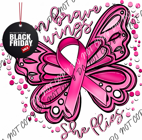 On Brave Wings Awareness Butterfly (Choose Color) Dtf Transfer Adult Xl-2Xl 12” / Pink Rtp Transfers