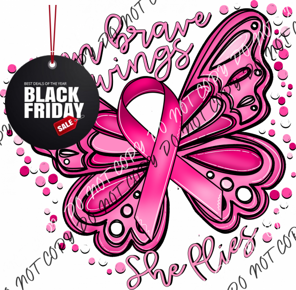 On Brave Wings Awareness Butterfly (Choose Color) Dtf Transfer Adult Xl-2Xl 12” / Pink Rtp Transfers