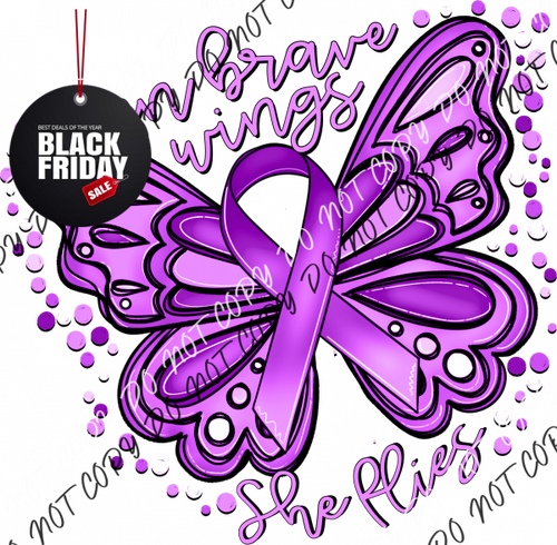 On Brave Wings Awareness Butterfly (Choose Color) Dtf Transfer Adult Xl-2Xl 12” / Purple Rtp