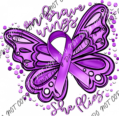 On Brave Wings Awareness Butterfly (Choose Color) Dtf Transfer Adult Xl-2Xl 12” / Purple Rtp