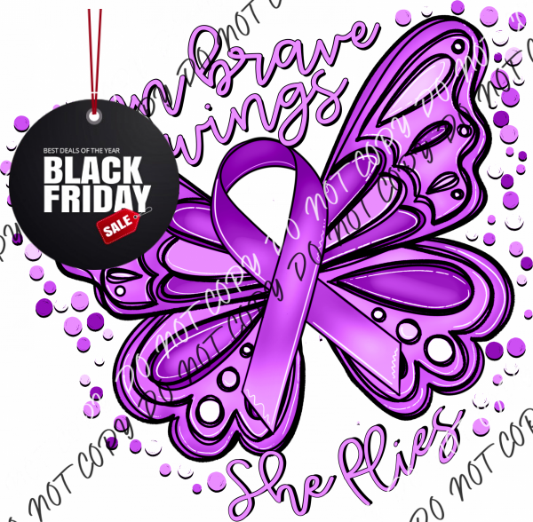 On Brave Wings Awareness Butterfly (Choose Color) Dtf Transfer Adult Xl-2Xl 12” / Purple Rtp