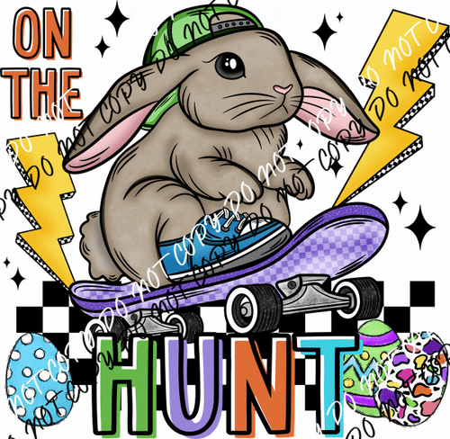 On the Hunt Skateboard Bunny DTF Transfer - We Print U Press DTF Transfers