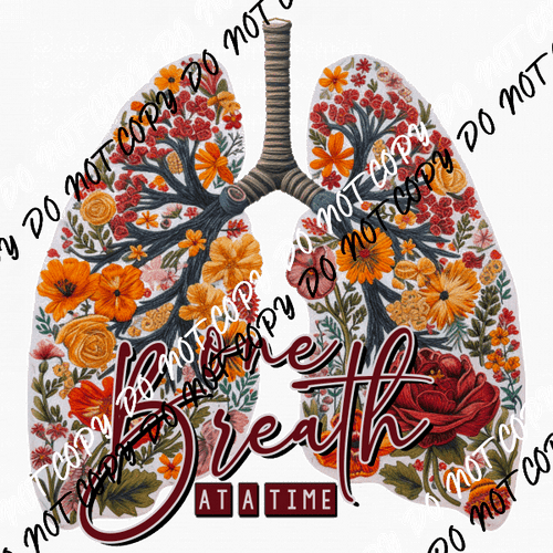 One Breath at a Time Lungs Faux Embroidery DTF Transfer - We Print U Press DTF Transfers