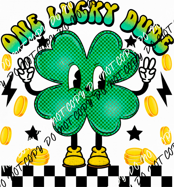 One Lucky Dude Checkered Shamrock DTF Transfer - We Print U Press DTF Transfers