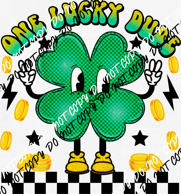 One Lucky Dude Checkered Shamrock DTF Transfer - We Print U Press DTF Transfers