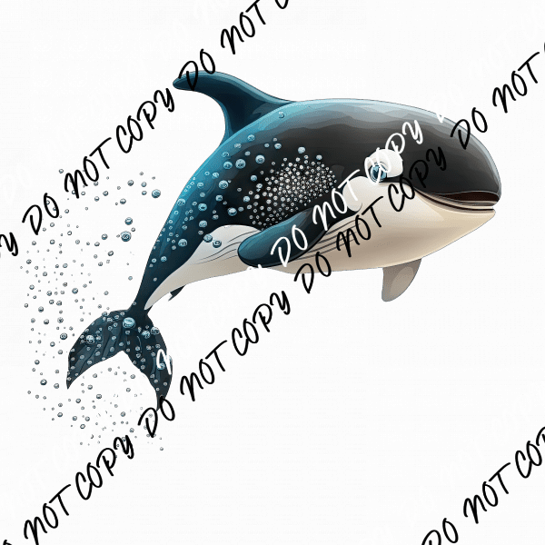 Orca Whale with Splashes DTF Transfer - We Print U Press DTF Transfers