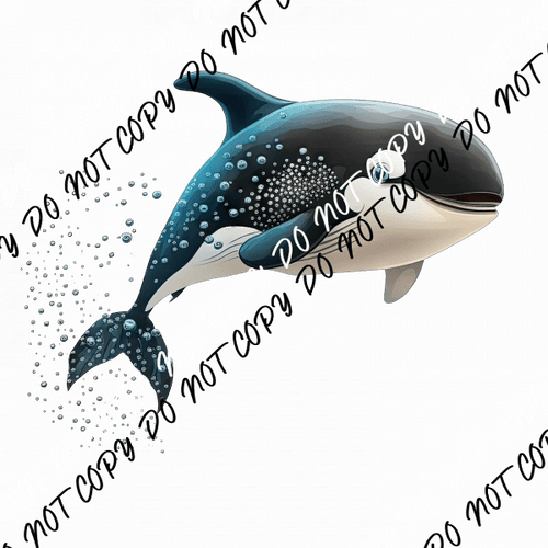 Orca Whale with Splashes DTF Transfer - We Print U Press DTF Transfers