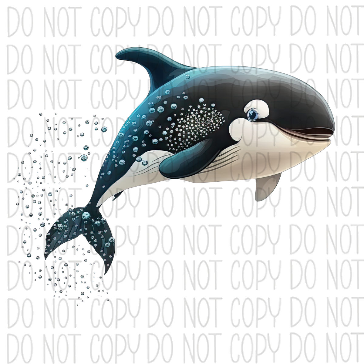 Orca Whale With Splashes Dtf Transfer