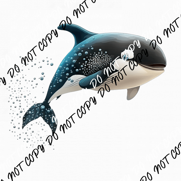 Orca Whale with Splashes DTF Transfer - We Print U Press DTF Transfers