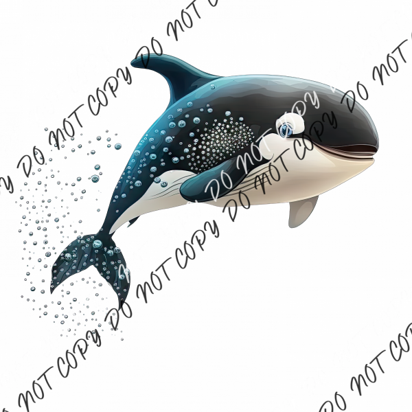 Orca Whale With Splashes Dtf Transfer