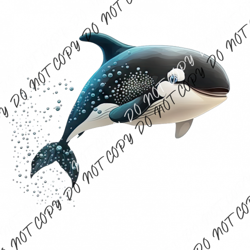 Orca Whale With Splashes Dtf Transfer