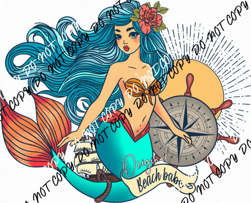 Original Beach Babe Mermaid DTF Transfer - We Print U Press DTF Transfers