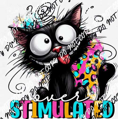 Overstimulated Black Cat DTF Transfer - We Print U Press DTF Transfers