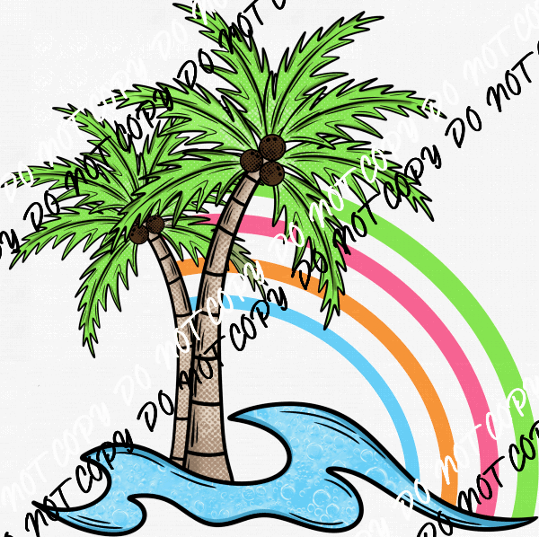 Palms, Waves and Rainbow DTF Transfer - We Print U Press DTF Transfers