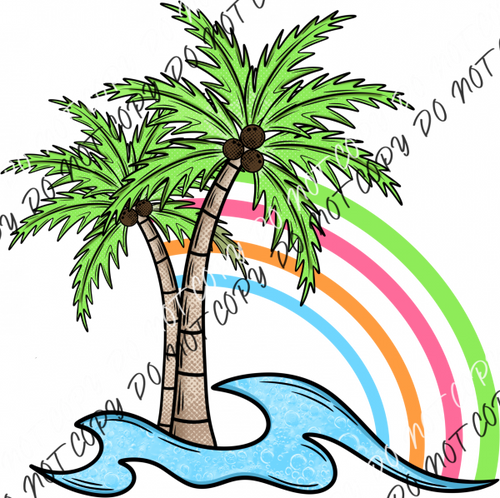 Palms Waves And Rainbow Dtf Transfer Rtp Transfers