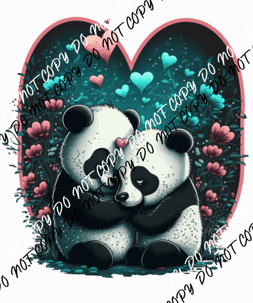 Panda Hugging with Hearts DTF Transfer - We Print U Press DTF Transfers