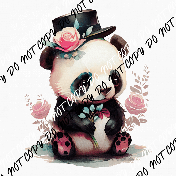 Panda with Top Hat Watercolor DTF Transfer - We Print U Press DTF Transfers