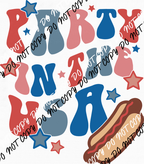 Party in the USA Hotdog - We Print U Press DTF Transfers