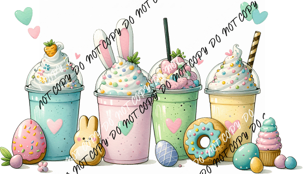 Pastel Easter Drinks and Treats DTF Transfer - We Print U Press DTF Transfers