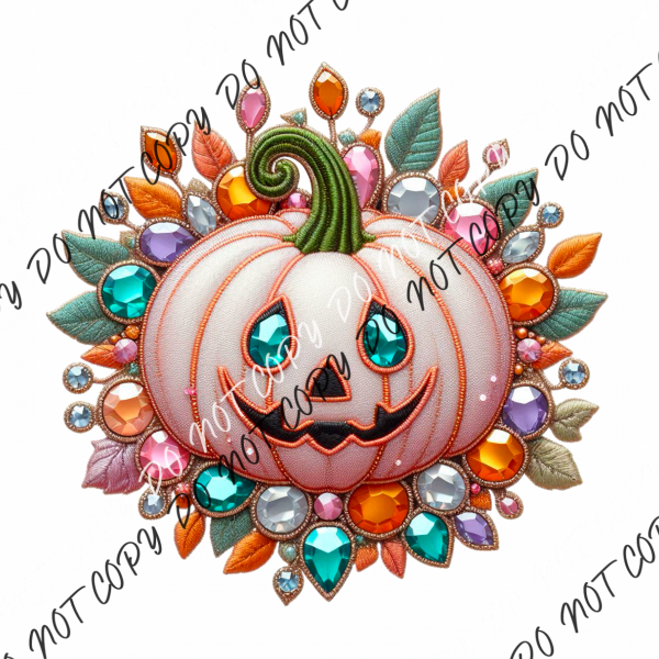 Pastel Jack O Lantern With Faux Gemsdtf Transfer Rtp Dtf Transfers