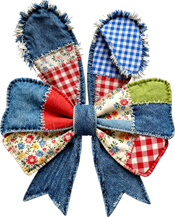 Patchwork Bunny Bow DTF Transfer RTP DTF Transfers