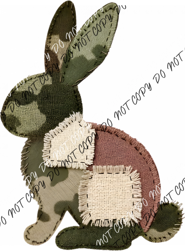 Patchwork Camouflage Easter Bunny DTF Transfer RTP DTF Transfers
