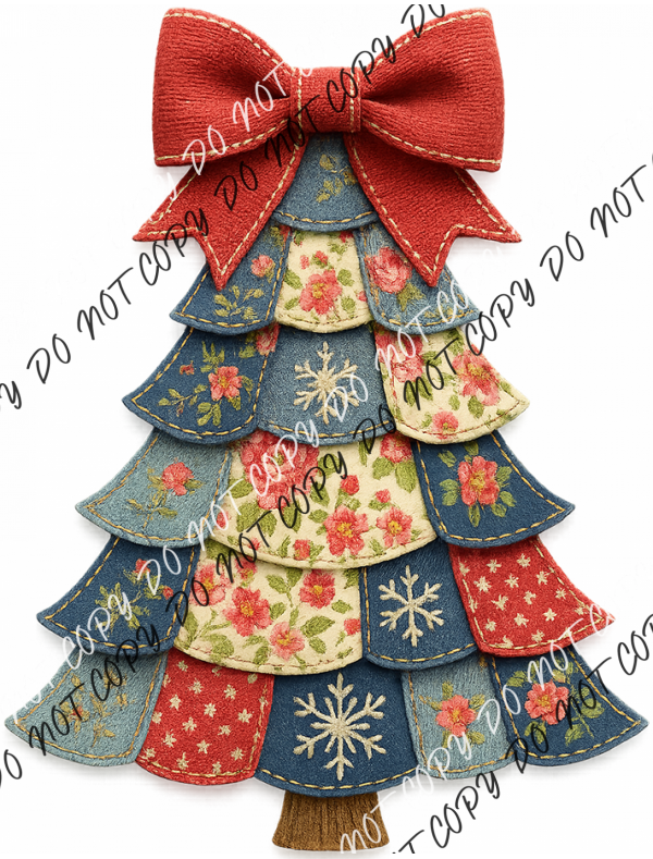 Patchwork Christmas Tree DTF Transfer RTP DTF Transfers