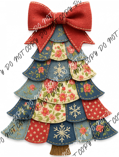 Patchwork Christmas Tree DTF Transfer RTP DTF Transfers