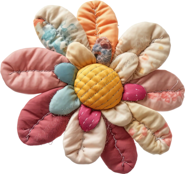 Patchwork Fabric Flower DTF Transfer - RTP DTF Transfer