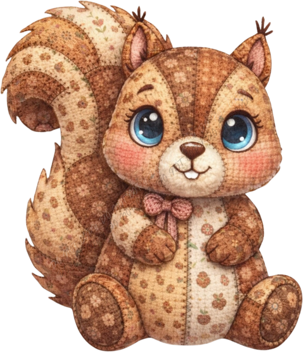 Patchwork Faux Quilted Squirrel DTF Transfer - RTP DTF Transfer
