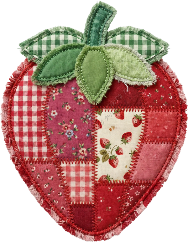 Patchwork Faux Quilted Strawberry DTF Transfer - RTP DTF Transfer