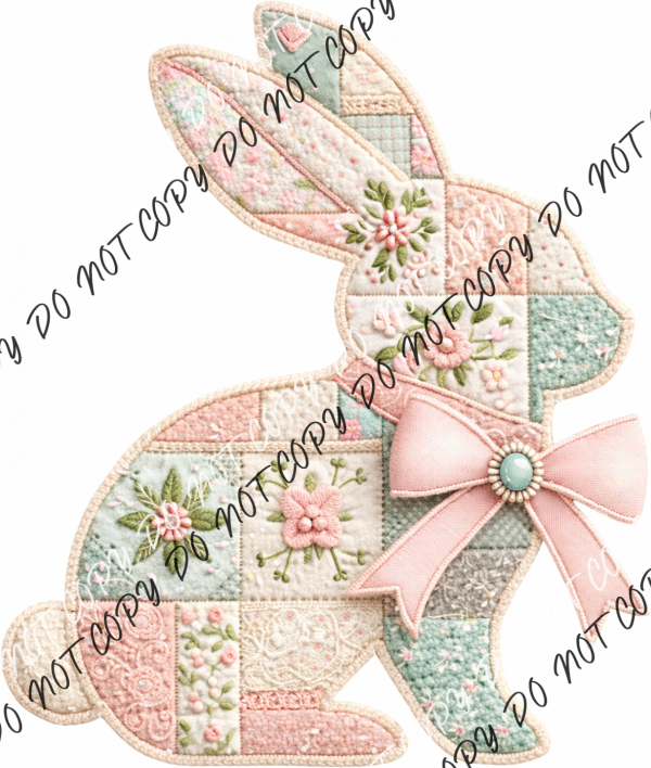 Patchwork Floral Easter Bunny DTF Transfer RTP DTF Transfers