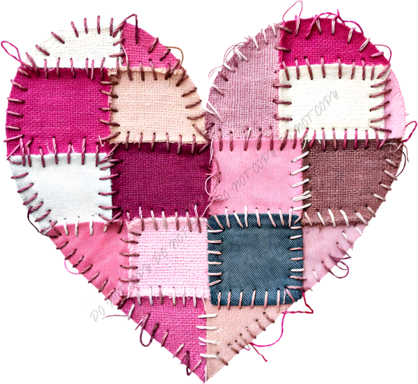 Patchwork Heart Valentine DTF Transfer RTP DTF Transfers