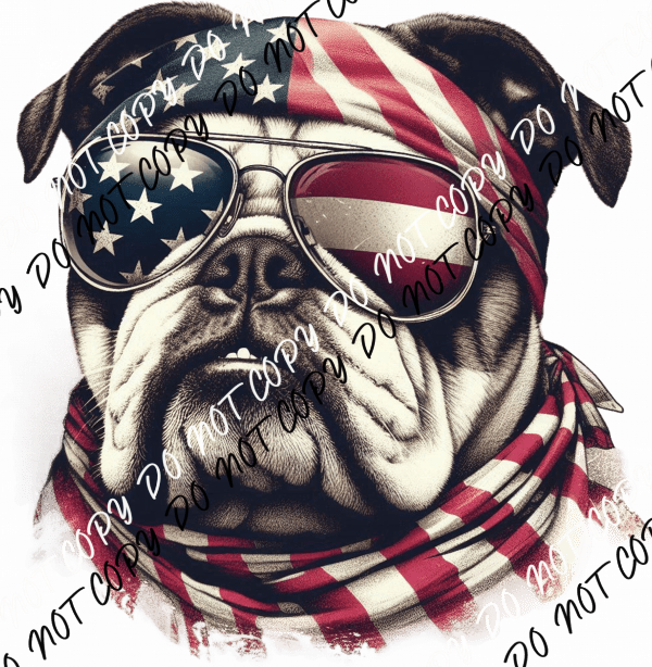 Patriotic Bulldog DTF Transfer - We Print U Press DTF Transfers