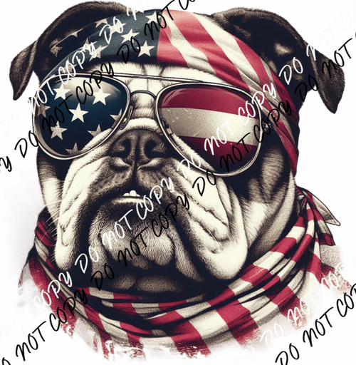 Patriotic Bulldog DTF Transfer - We Print U Press DTF Transfers