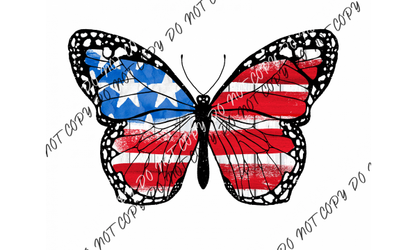 Patriotic Butterfly DTF Transfer - We Print U Press DTF Transfers