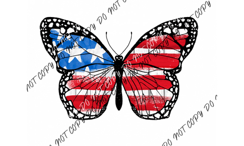 Patriotic Butterfly DTF Transfer - We Print U Press DTF Transfers