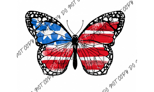 Patriotic Butterfly Dtf Transfer